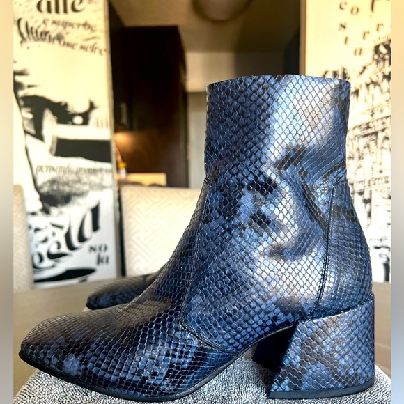 Blue and black snakeskin ankle boots - Picture 8 of 10